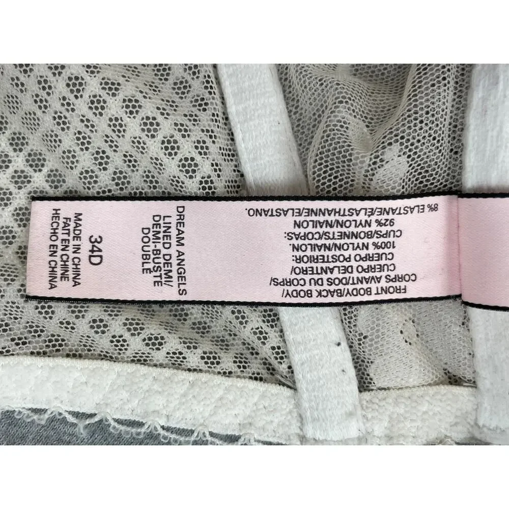 Victoria's Secret Bra Womens 34D Boho Floral Embroidery Dream Angels Lined Demi - Picture 6 of 6